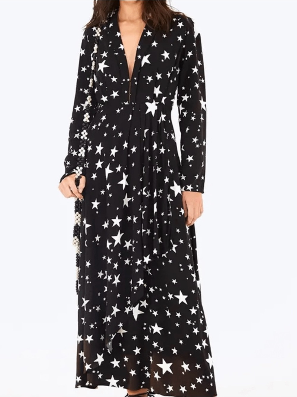 FARM Rio Black Maxi Dress with White Star Print